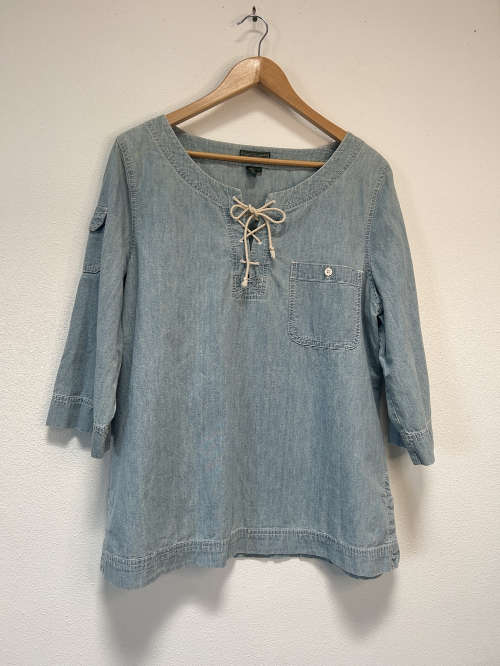 Ralph Lauren Light Blue Denim Lace-Up Pocket Tunic